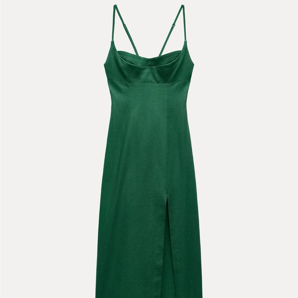 Zara Dark Green Spaghetti Strap Dress